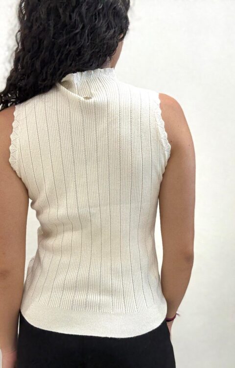 TOP LUPETTO STRASS PANNA Fracomina