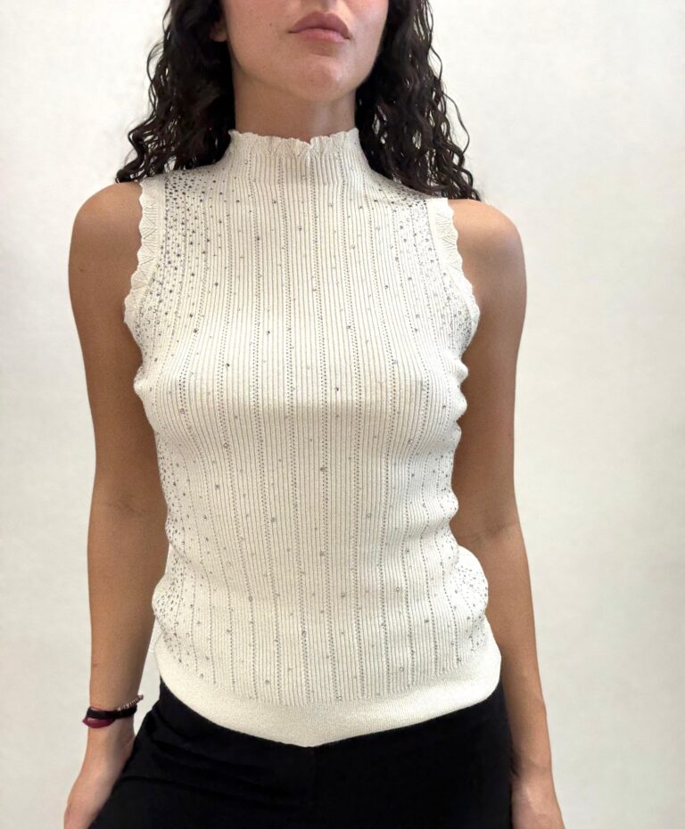 TOP LUPETTO STRASS PANNA Fracomina