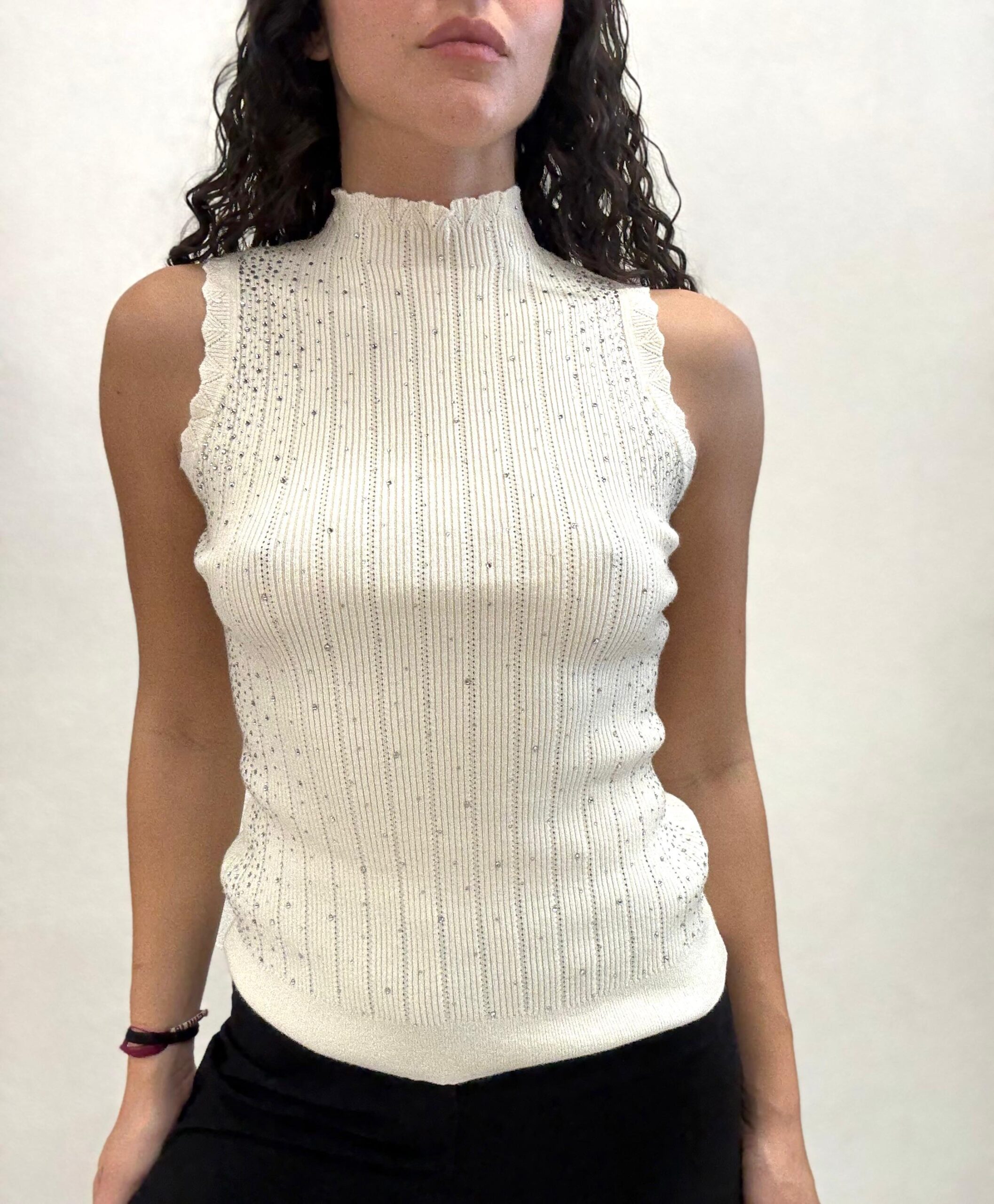 TOP LUPETTO STRASS PANNA Fracomina TOP LUPETTO STRASS PANNA Fracomina