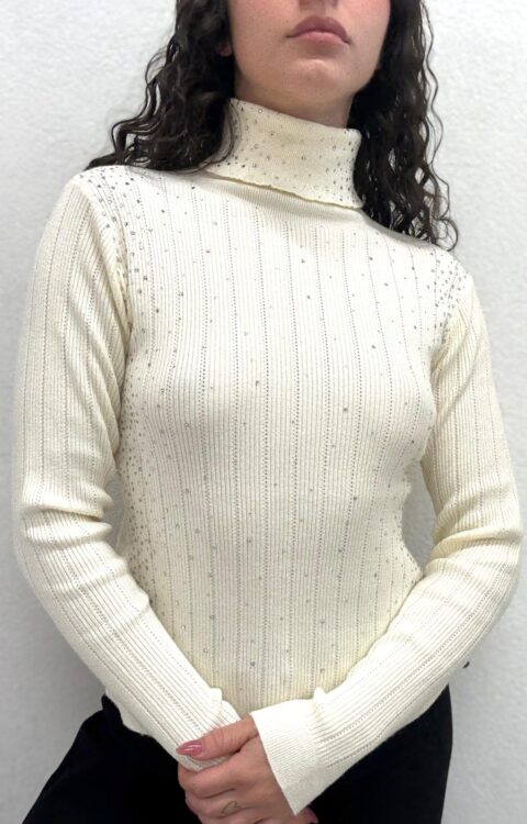 MAGLIA DOLCEVITA STRASS PANNA Fracomina