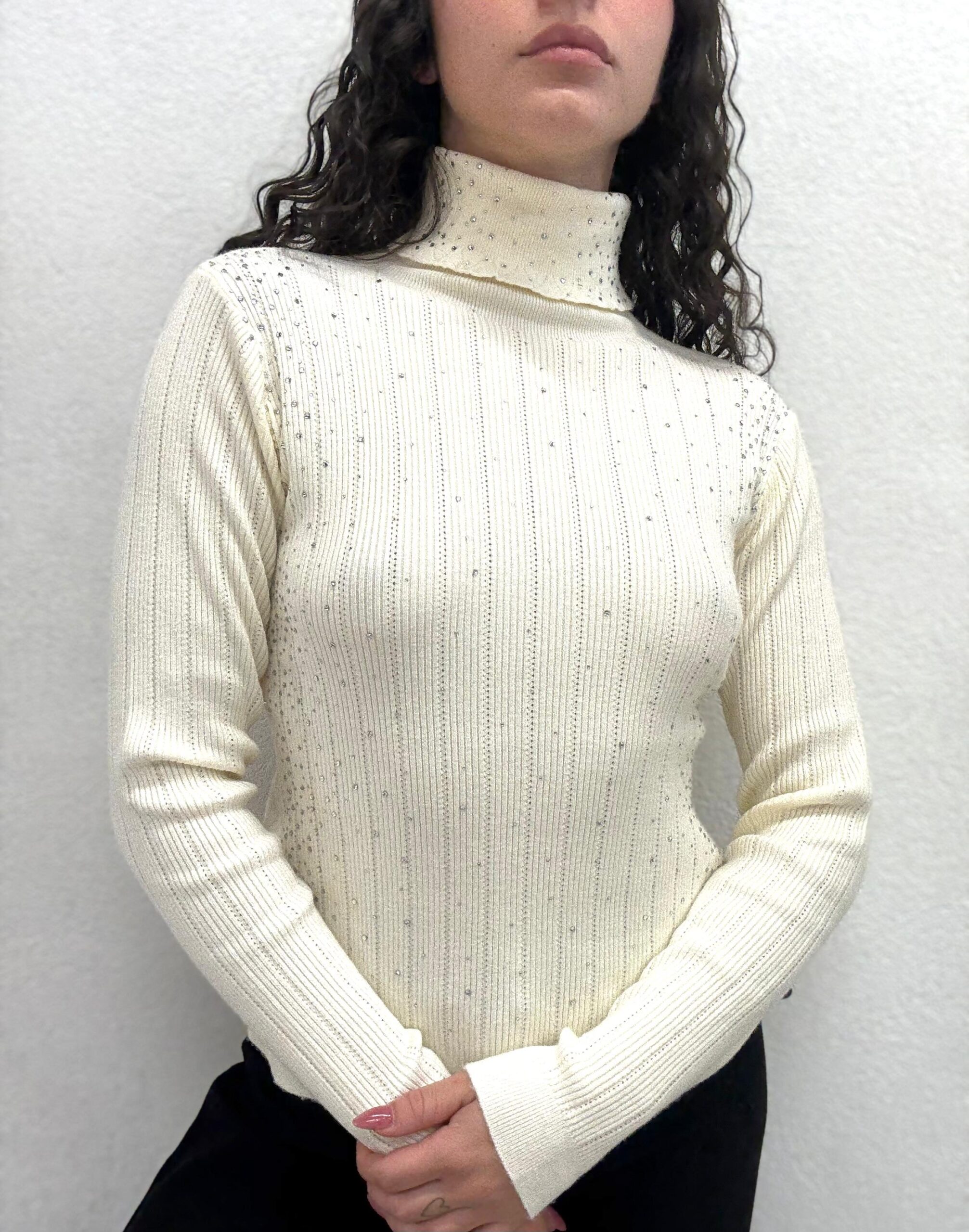 MAGLIA DOLCEVITA STRASS PANNA Fracomina MAGLIA DOLCEVITA STRASS PANNA Fracomina