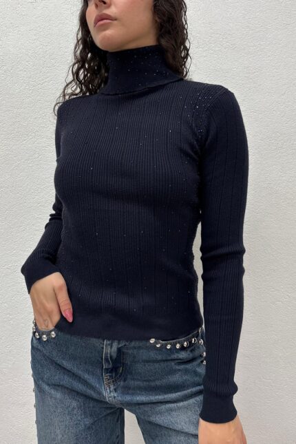 MAGLIA DOLCEVITA STRASS BLU NAVY Fracomina