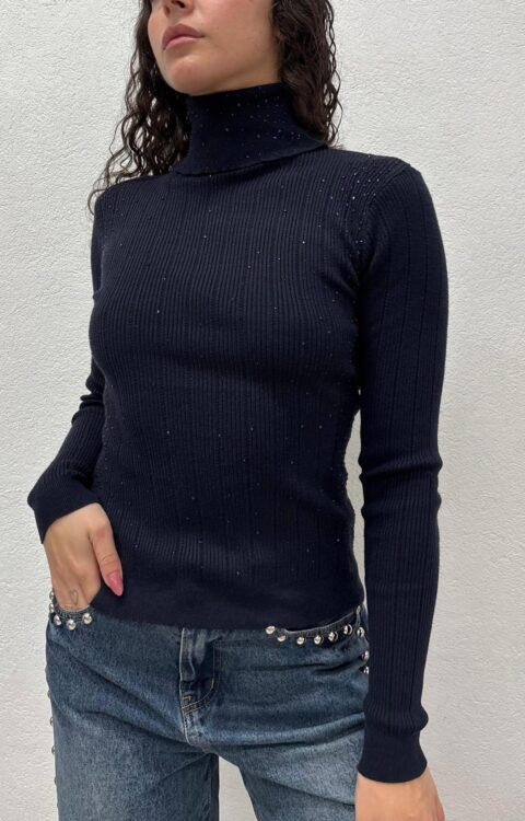 MAGLIA DOLCEVITA STRASS BLU NAVY Fracomina