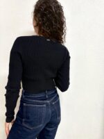 CARDIGAN CROP NERO RICAMATO Fracomina