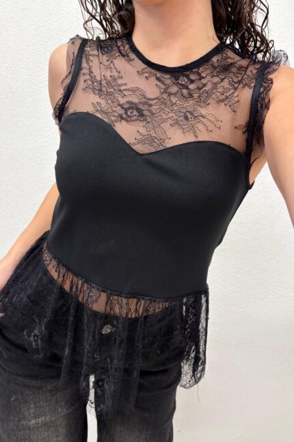 TOP NERO IN PIZZO Anna Rock