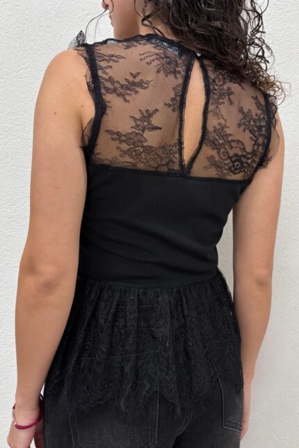 TOP NERO IN PIZZO Anna Rock