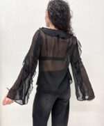 CAMICIA BLUSA NERA VOLANT Anna Rock