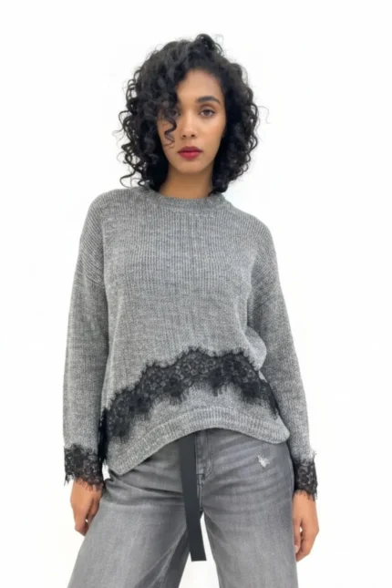 MAGLIA ASIMMETRICA CON PIZZO Haveone