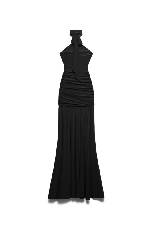 ABITO LUNGO NERO SCARF DRESS SCANDAL Aniye By