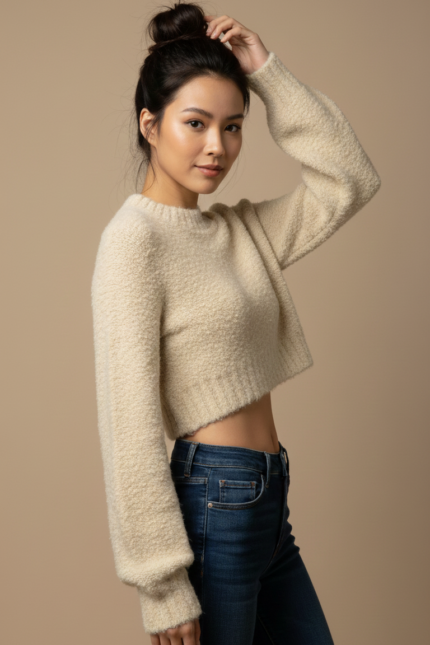 MAGLIONE PULL BOUCLÈ AVORIO Glamorous