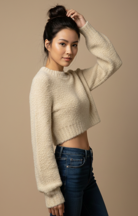 MAGLIONE PULL BOUCLÈ AVORIO Glamorous