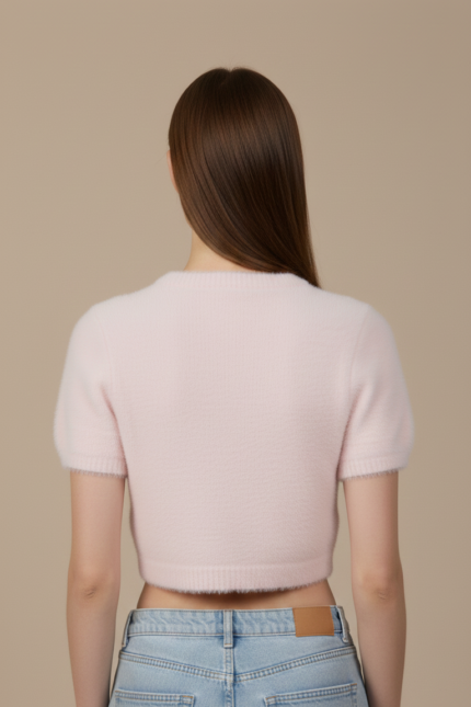 MAGLIA PULL CROP PELUCHE ROSA Glamorous