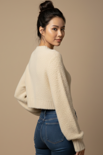 MAGLIONE PULL BOUCLÈ AVORIO Glamorous