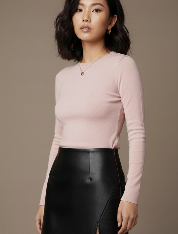 GONNA CORTA ECOPELLE NERA Glamorous