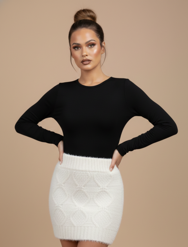 GONNA CORTA PELUCHE BIANCA Glamorous