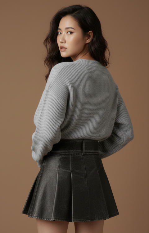 GONNA A PIEGHE IN ECOPELLE LAVORATA Gloamorous