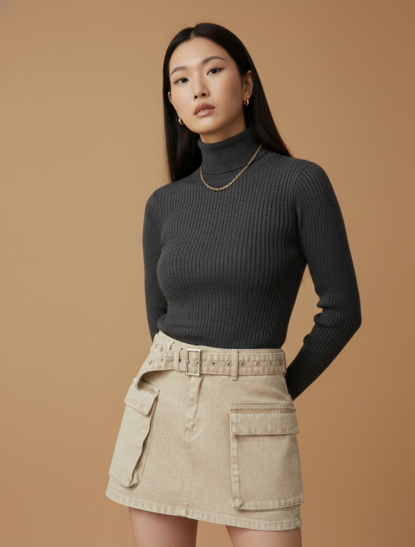 GONNA CORTA CARGO BEIGE Glamourous