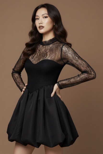 ABITO NERO IN PIZZO Glamorous