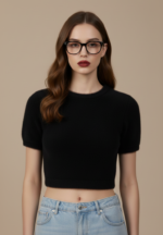 MAGLIA PULL CROP PELUCHE NERA Glamorous