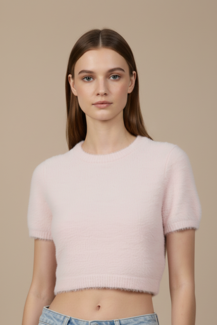 MAGLIA PULL CROP PELUCHE ROSA Glamorous