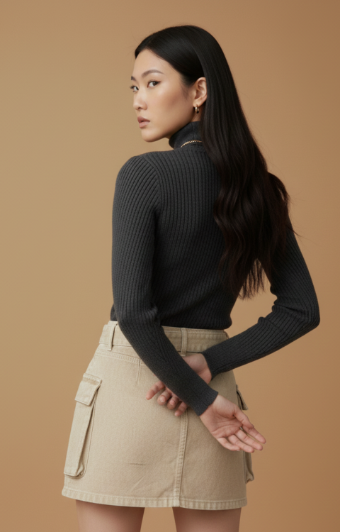 GONNA CORTA CARGO BEIGE Glamourous