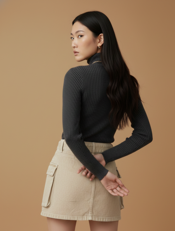 GONNA CORTA CARGO BEIGE Glamourous