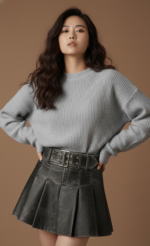 GONNA A PIEGHE IN ECOPELLE LAVORATA Gloamorous