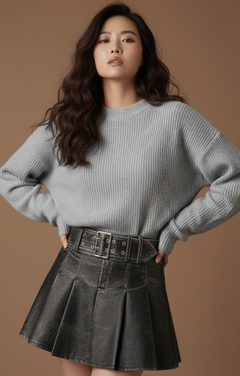 GONNA A PIEGHE IN ECOPELLE LAVORATA Gloamorous