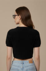 MAGLIA PULL CROP PELUCHE NERA Glamorous