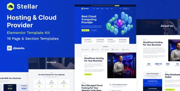 Stellar – Hosting & Cloud Provider WordPress Elementor Template Kit