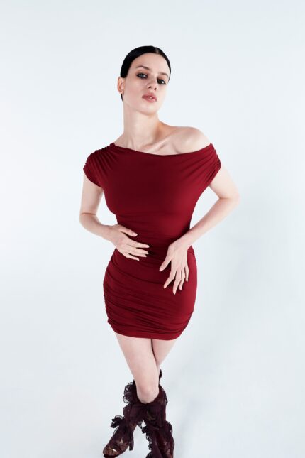 ABITO CORTO ADERENTE RUBINO MINI DRESS RIA Aniye By