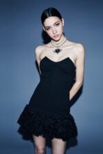 ABITO CORTO NERO RICAMATO PUFFY DRESS SHANA Aniye By
