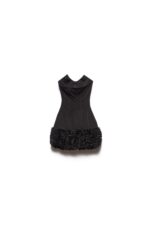 ABITO CORTO NERO RICAMATO PUFFY DRESS SHANA Aniye By