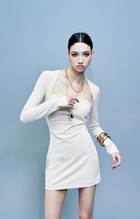 ABITO SCOLLO QUADRATO AVORIO LONG SLEEVES SHANA Aniye By