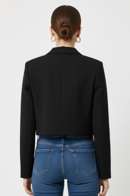 GIACCA BLAZER CROP NERO Rinascimento