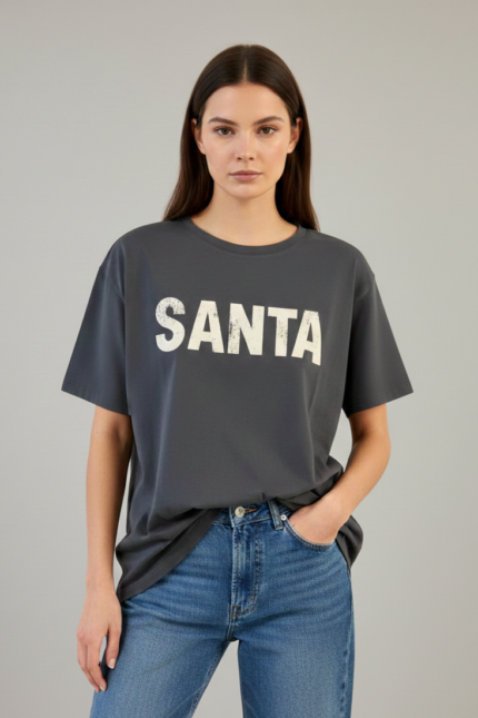 T-SHIRT SANTA OVER ANTRACITE Aniye By