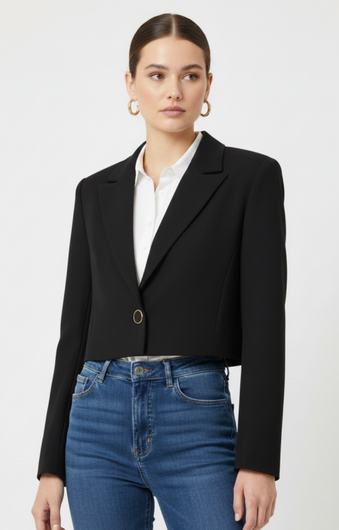 GIACCA BLAZER CROP NERO Rinascimento