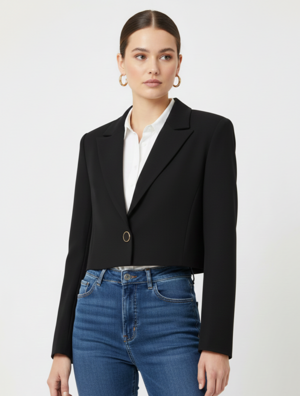 GIACCA BLAZER CROP NERO Rinascimento