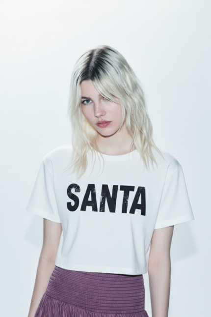 T-SHIRT BIANCA CROP TOP SANTA Aniye By