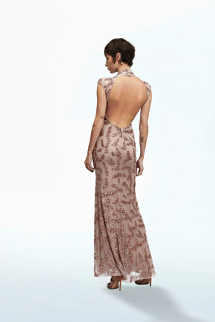 ABITO LUNGO PAILLETTES ROSA TUBE DRESS UMA Aniye By