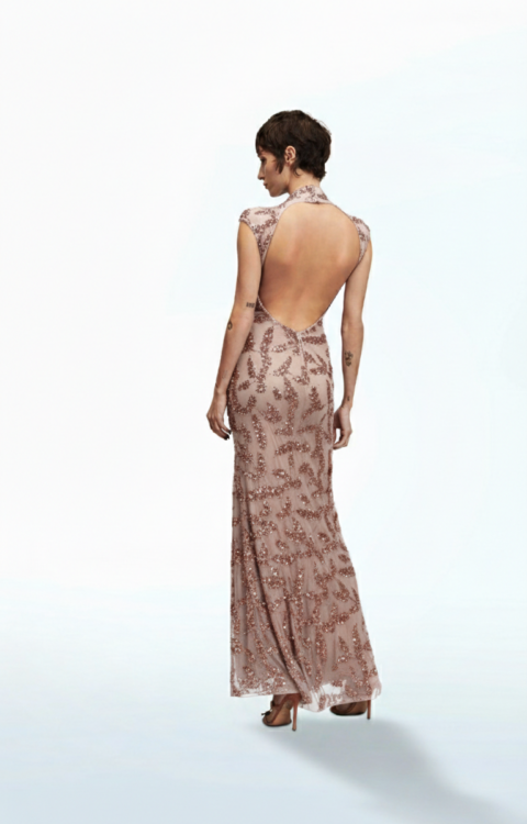 ABITO LUNGO PAILLETTES ROSA TUBE DRESS UMA Aniye By