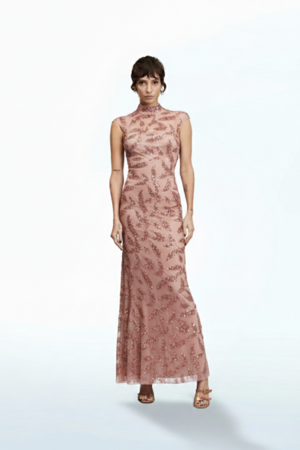 ABITO LUNGO PAILLETTES ROSA TUBE DRESS UMA Aniye By