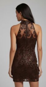 ABITO CORTO PAILLETTES CIOCCOLATO TURTLE DRESS UMA Aniye By