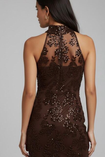 ABITO CORTO PAILLETTES CIOCCOLATO TURTLE DRESS UMA Aniye By