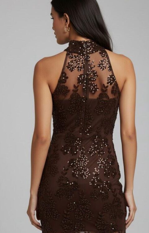 ABITO CORTO PAILLETTES CIOCCOLATO TURTLE DRESS UMA Aniye By