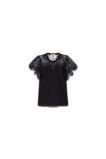 T-SHIRT PIZZO NERA TOP LACE HARLEM Aniye By