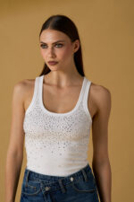 CANOTTA TOP STRASS BIANCA No Secrets