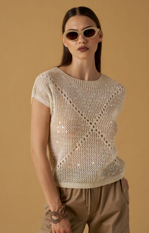 MAGLIA A RETE AVORIO No Secrets