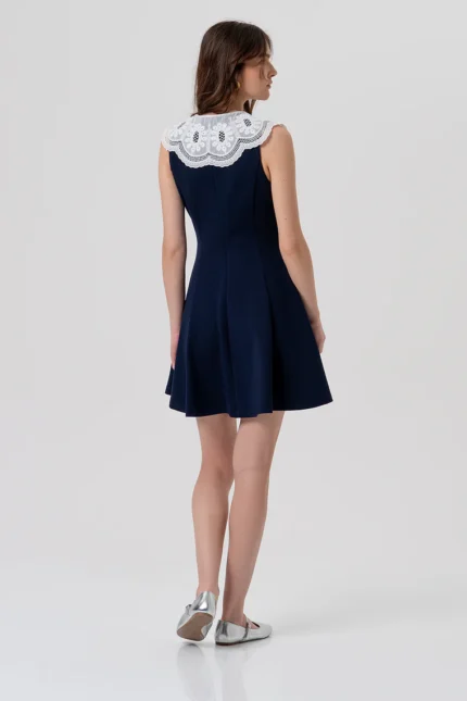 ABITO CORTO BLU CON COLLETTO IN PIZZO Fracomina