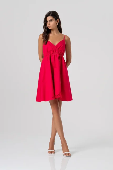 ABITO CORTO ROSSO FRAGOLA RICAMI Fracomina